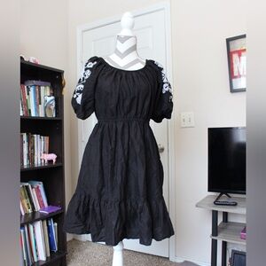 Embroided Black Dress